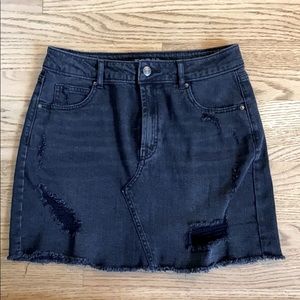 Black ripped jean skirt